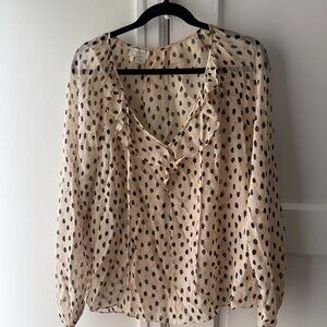 Kate Spade Light Pink with Black Dot Ruffle Blouse 12